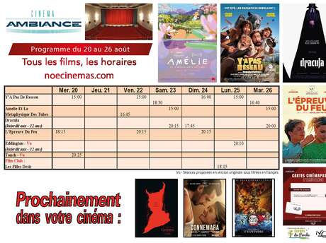 Programme cinéma  du 20 au 26 août