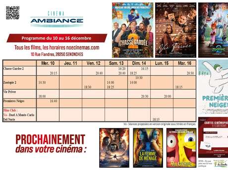 Programme cinéma  du 10 au 16 décembre