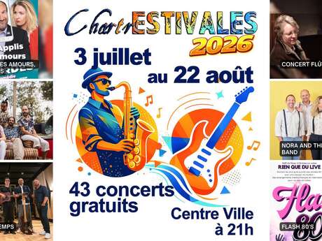 ChartrEstivales 2026 : Mes applis, mes amours, mes emmerdes ; La Chimba ; Au tour du Temps ; Concert Flûte et orgue ; Nora and The Soul Show Band ; Flash 80’S