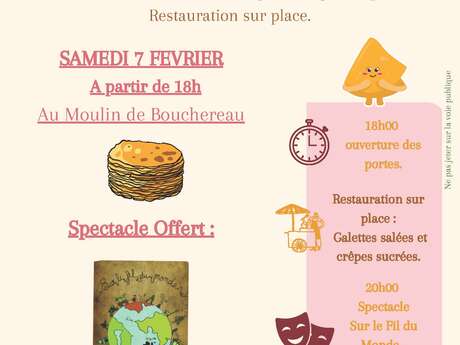 Soirée chandeleur, restauration sur place et spectacle gratuit