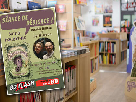 Séance de dédicace de l'équipe de "Dans la tête de Sherlock Holmes"