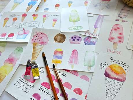 Crèmes glacées : atelier découverte de l'aquarelle