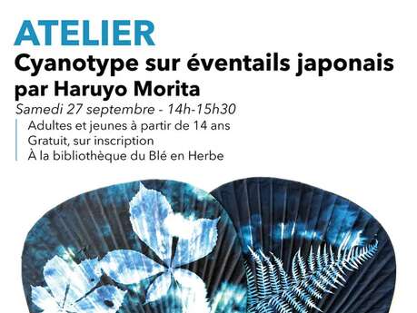 Atelier cyanotype sur éventail