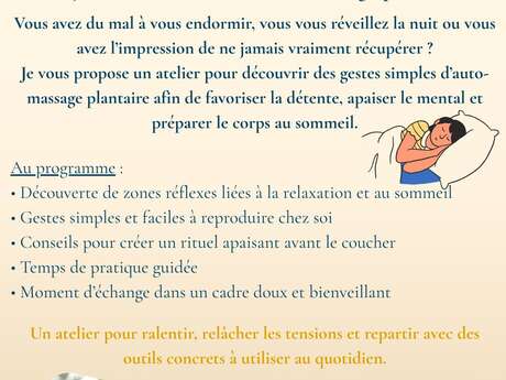 Sommeil  : atelier auto-massage plantaire à Lamballe
