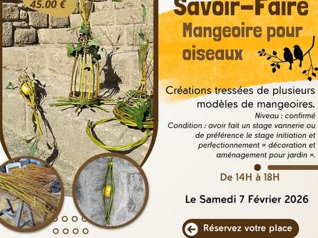 Stage Savoir-Faire : Mangeoire pour oiseaux Stage Savoir-Faire : Mangeoire pour oiseaux