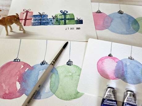 « Merry Christmas I » Atelier découverte de l'aquarelle autour du thème de Noël