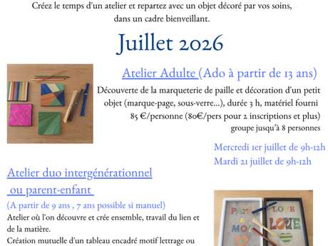 Atelier Marqueterie de Paille Adulte et Ado