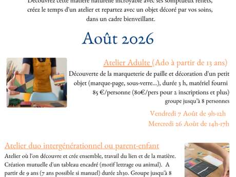 Atelier Marqueterie de Paille Adulte et Ado