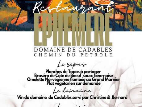 RESTAURANT ÉPHÉMÈRE  ET CINÉMA AU DOMAINE DE CADABLÈS
