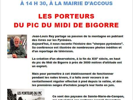 Conférence partage et culture : les porteurs du Pic du Midi de Bigorre