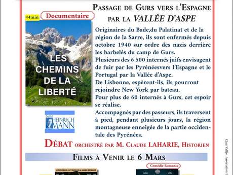 Ciné vallée - Fuites à travers les Pyrénées, de Gurs vers l’Espagne puis l’Amérique