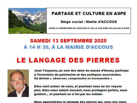 Conférence partage et culture : le langage des pierres