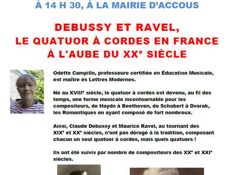 Conférence partage et culture : Debussy et Ravel, le quatuor à cordes en France, à l’aube du XXe siècle