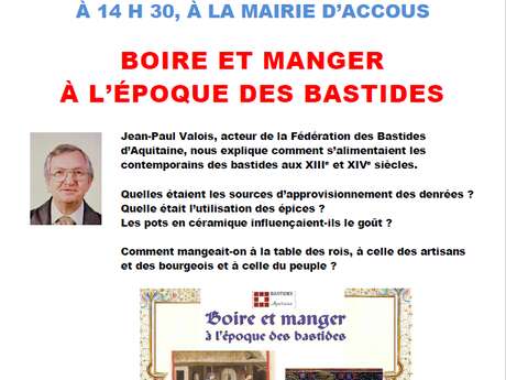 Conférence partage et culture : Boire et manger à l'époque des Bastides