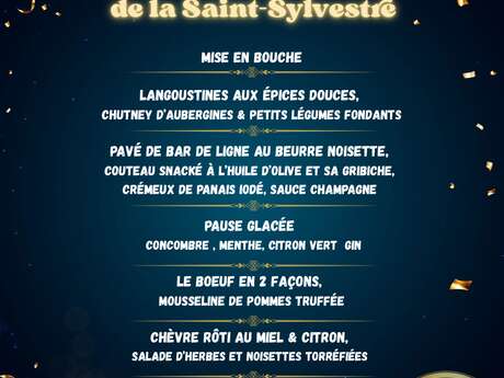 Menu de la St Sylvestre à la Ferme de Huchet