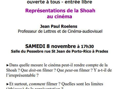 CONFÉRENCE ALEC/ UPC" REPRÉSENTATION DE LA SHOAH AU CINÉMA"