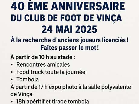 40ÈME ANNIVERSAIRE DU CLUB DE FOOT