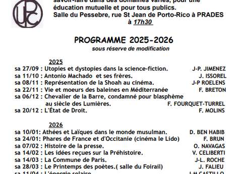 CONFÉRENCE ALEC/ UPC" CHEVALIER DE LA BARRE, CONDAMNÉ POUR BLASPHÈNE AU SIÈCLE DES LUMIÈRES"