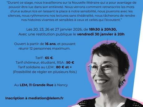 Stage Lecture à Voix Haute - La Nouvelle avec Coco Bernardis