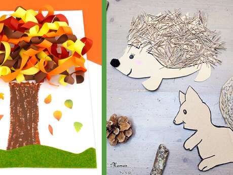 Petits bricolages d'automne : arbres, écureuils et hérissons