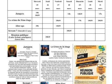 Cinéma le Rio - films de la semaine