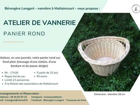 Ateliers Vannerie - Panier rond sur fond en bois