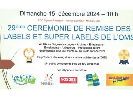 CÉRÉMONIE DE REMISE DES LABELS ET SUPER LABELS DE L'OMS