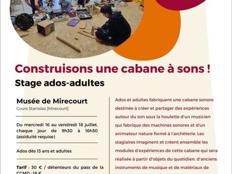 Stage ados adultes - Construisons une cabane à sons