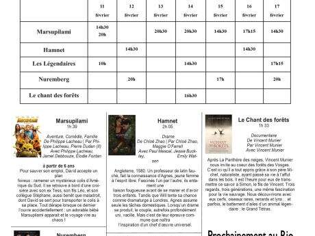 Cinéma le Rio - films de la semaine