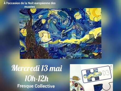Activité ludique manuelle : Fresque collective : Nuit étoilée de Vincent Van Gogh