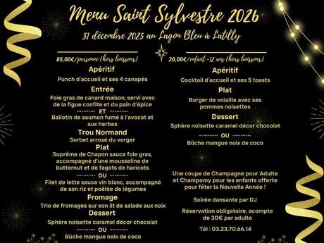 Menu de la Saint Sylvestre au Lagon Bleu