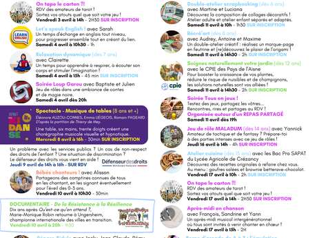 Café associatif Bidule : Programme d'avril