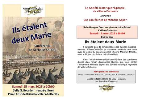 Conférence "Ils étaient deux Marie"