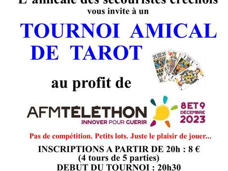 Tournoi amical de tarot au profit du Téléthon 2023