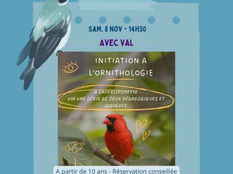 Initiation à l'ornithologie Initiation à l'ornithologie