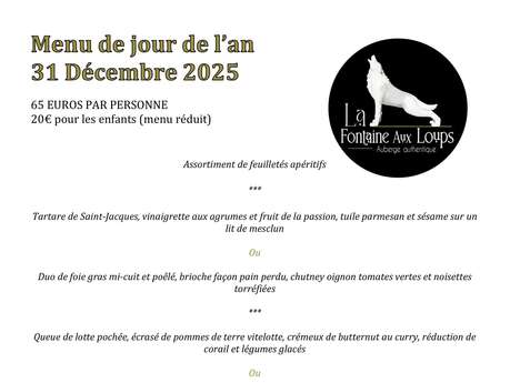 Menu jour de l'an - Auberge de la fontaine aux loups