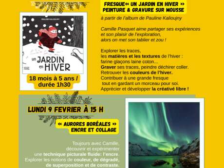 Fresque "Un jardin en hiver" peinture et gravure sur mousse