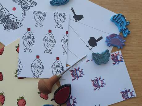 Atelier créatif - Cartes tamponnées