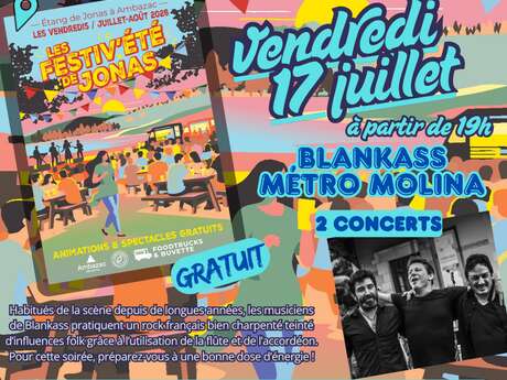 Les Festiv'Eté de Jonas : trio acoustique Blankass et Métro Molina (Zest’ivales de Festi’Zac)