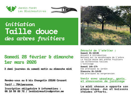 Week-end d'initiation à la taille douce des arbres fruitiers