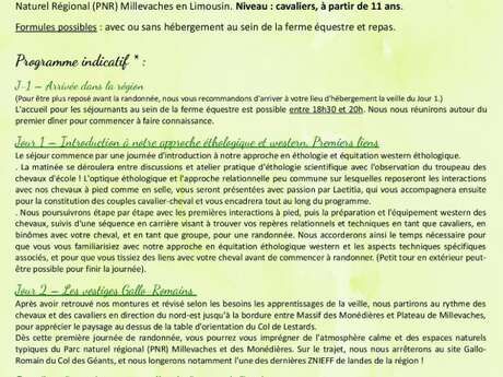 Randonnée équestre 5 jrs Il était une fois dans le sud-ouest de Millevaches
