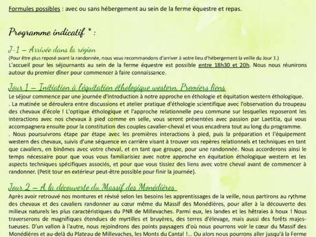 Randonnée équestre 2 jrs "Découverte des Monédières"