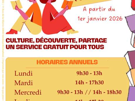 Médiathèque Vendays, Horaires 2026