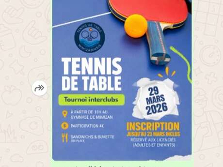 Tournoi interclubs tennis de table