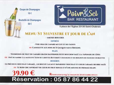 Menu ST Sylvestre et jour de l'an : POIVR&SEL