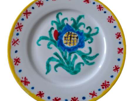 Atelier en famille de peinture sur assiette "Passion chardon"