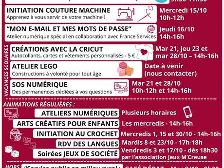 Programme du Mois d'Octobre au Chai