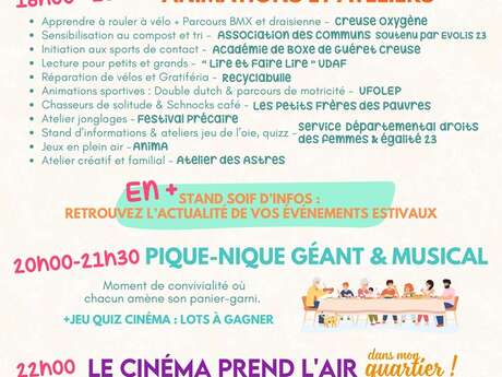 Quartiers d'été : animations, ateliers...