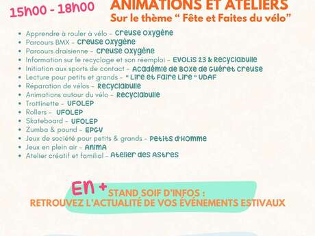 Quartiers d'été : animations, ateliers... Quartiers d'été : animations, ateliers...