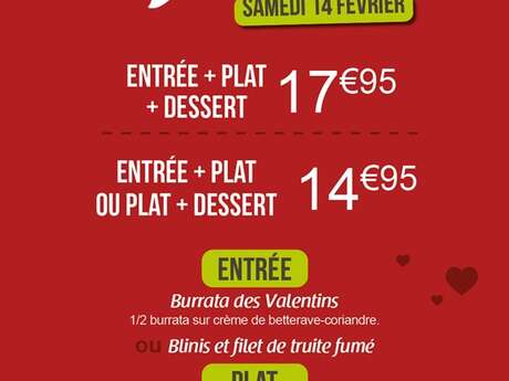 Menu de Saint-Valentin au Crescendo